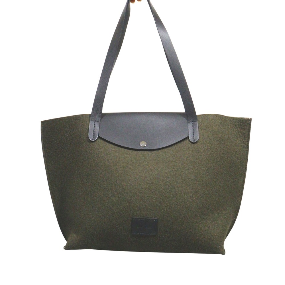 Graf Lantz Tote Bag Green Wool Felt Black Leather USA Made Minimalist City